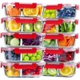 thumbnail image 1 of 10 Pack Glass Meal Prep Containers 2 Compartment Set, 30 OZ Airtight Glass Lunch Containers,  Storage Containers with , for Microwave, Oven, Freezer & Dishwasher Friendly,Red, 1 of 6
