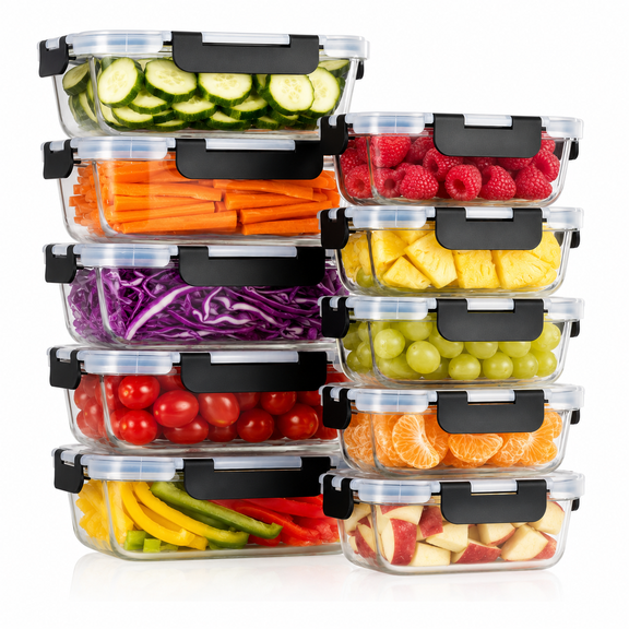 10-Pack Glass Meal Prep Containers With Lids — 5 Large (35oz) & 5 Small (12.5oz), Glass Food Storage Containers for Microwave, Oven, Freezer & Dishwasher