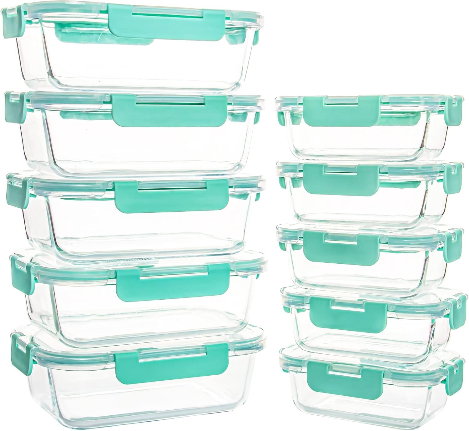 10 Pack Glass Storage Containers For , Airtight Meal Prep Containers ...