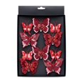 thumbnail image 1 of 10 Pack Glitter Butterfly Decorations, Christmas Tree Butterfly Ornaments, Artificial Butterflies with Clip for Xmas Party Wreath Garland Decor, 3 Sizes 3D Butterfly Hanging Decor,Red, 1 of 6