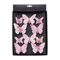 thumbnail image 1 of 10 Pack Glitter Butterfly Decorations, Christmas Tree Butterfly Ornaments, Artificial Butterflies with Clip for Xmas Party Wreath Garland Decor, 3 Sizes 3D Butterfly Hanging Decor,Pink, 1 of 6