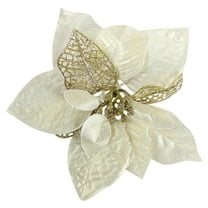 10 Pack Glitter Poinsettia Flowers – Gold Christmas Tree Ornaments for Xmas Decor, Wreaths & Garland – Festive Holiday Wedding & Navidad Decorations for Home & Party