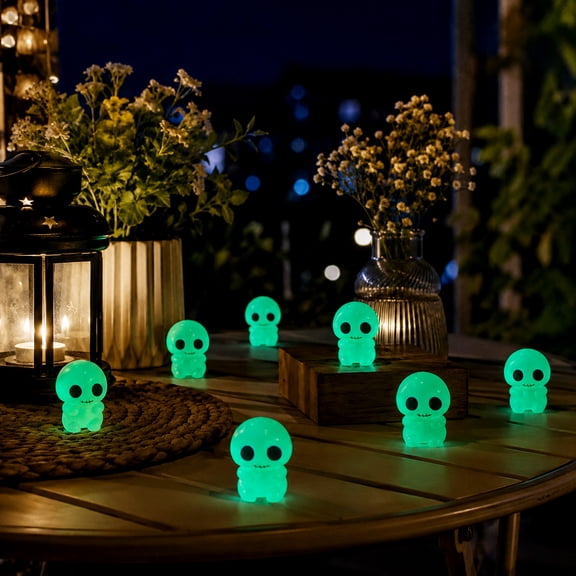 10 Pack Glow in the Dark Halloween Ghost Ornaments, Mini Resin Figurines for Micro Landscape and Diy Holiday Decor