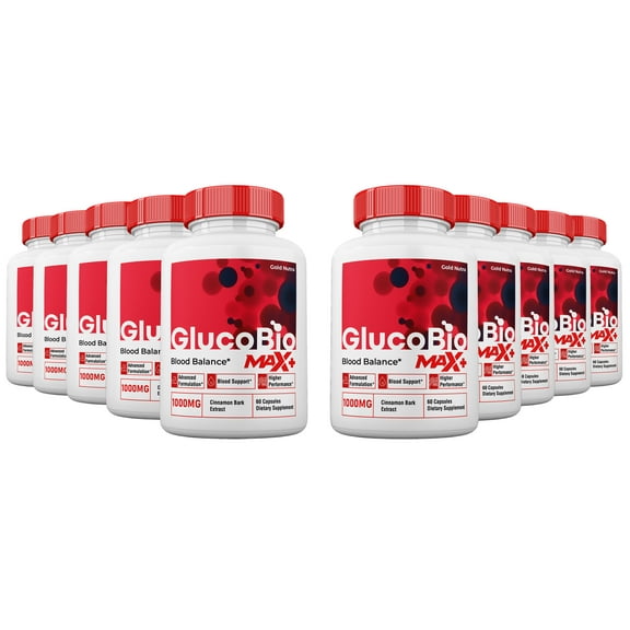 (10 Pack) GlucoBio Max + Blood Support Capsules, 2x Stronger Formula, GlucoBio Max+ Capsules Blood Support, 10 Month Supply