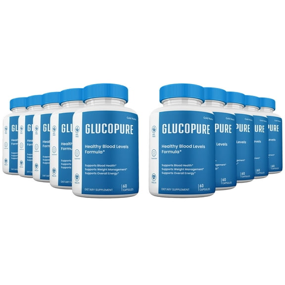 (10 Pack) GlucoPure Capsules Blood Support, GlucoPure Pills, All Natural Supplement GlucoPure Glycogen Capsules