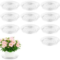 10 Pack GoXteam Clear Plastic Plant Saucer 10 Inch Drip Trays Small Plant Plate Dish for Indoor Flower Pots and Planters, Bulk
