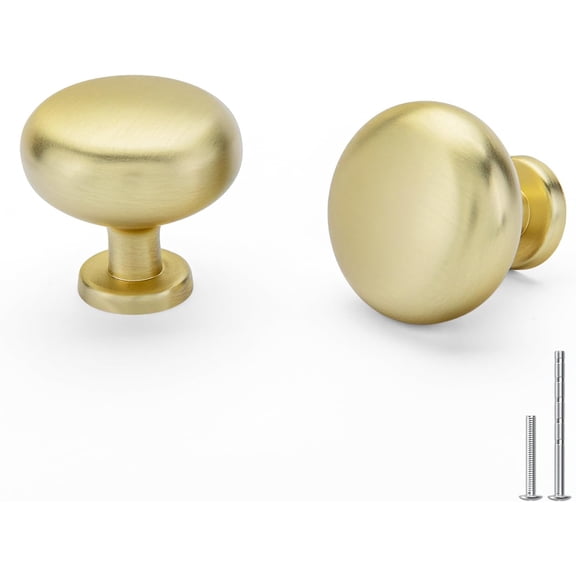 10 Pack Gold Cabinet Knobs Brushed Brass Dresser Drawer Knobs, Gold Kitchen Cabinet Pulls Round Cupboard Hardware Zinc Alloy