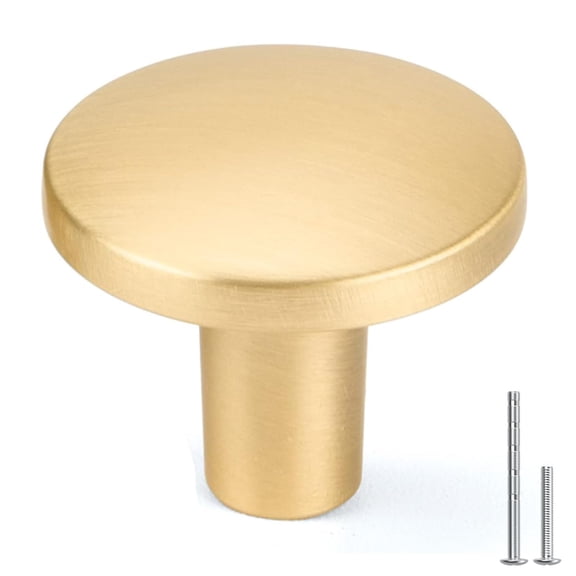10 Pack Gold Cabinet Knobs Brushed Brass Dresser Drawer Knobs Round Gold Kitchen Cabinet Hardware Zinc Alloy
