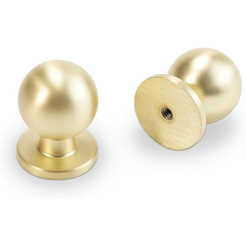 10 Pack Gold Cabinet Knobs Round 1 inch Brushed Brass Kitchen Knobs ...