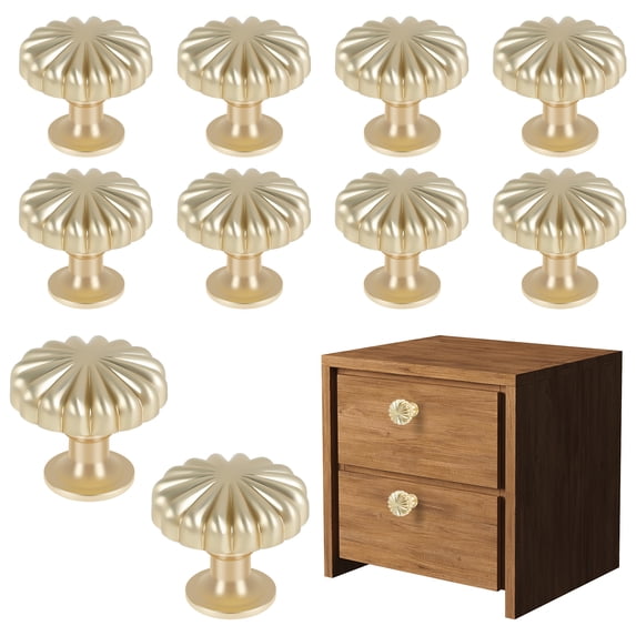 10 Pack Gold Cabinet knobs Kitchen Cabinet Pulls with Vintage Cupboard Drawers Hardware Dresser Drawer Handles Kitchen Cabinet Handles Zinc Alloy (Single Hole 10 Pack Brushed Gold)