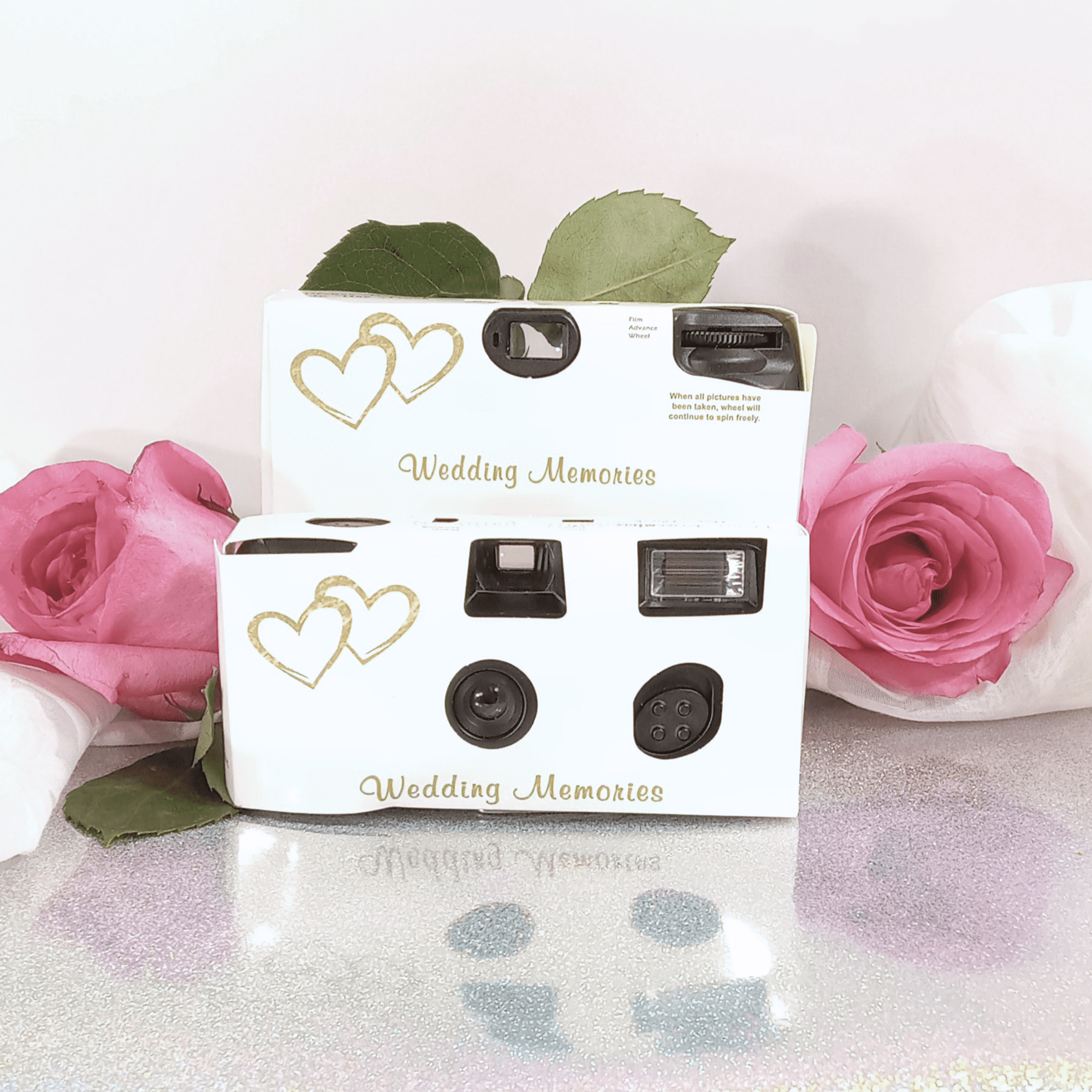 CustomCameraCollection 10 Pack Gold Hearts Wedding Memories Disposable