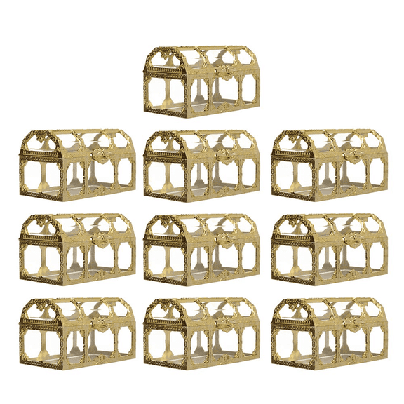 10 Pack Gold Plastic Treasure Chest Candy Favor Boxes for Wedding Party-7.4x5.2x5cm(s)-gold