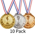 thumbnail image 1 of 10-Pack Gold Silver Bronze Award Medals for Kids and Adult Sports Tournaments Prize Round with Neck Ribbon for Olympic Style for Children School Sports or Any Competition (Silver), 1 of 6