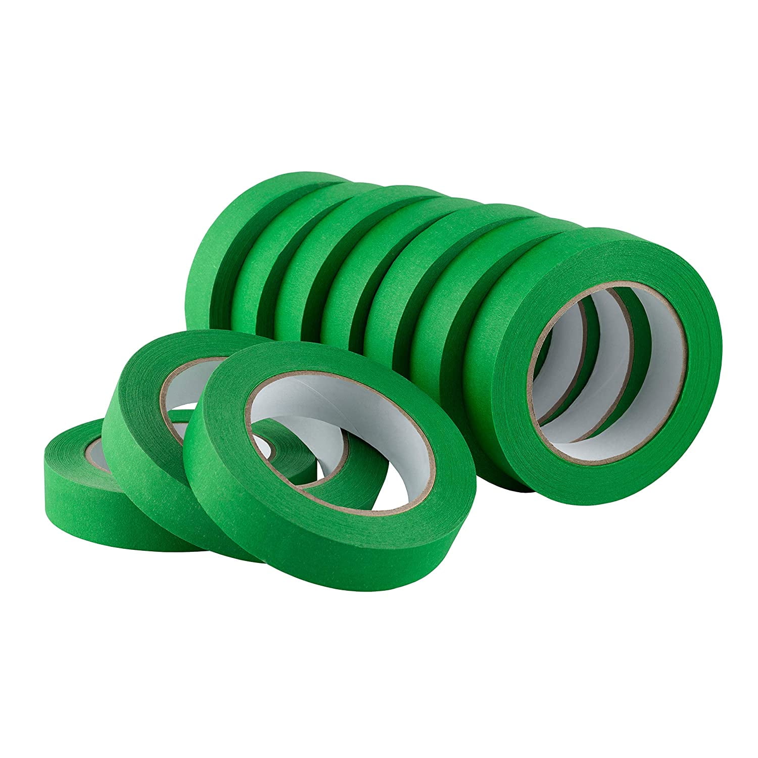 10 Pack Green Painters Tape 1 inch, Medium Adhesive Green Masking Tape Bulk Multi Pack, 1 inch x 55 Yards x 10 Rolls (550 Total Yards)