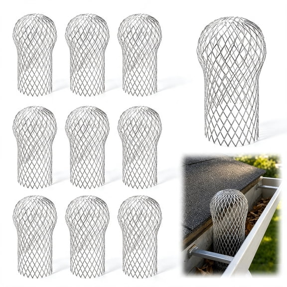 10 Pack Aluminum Downspout Filters, Gutter Downspout Guards, Leaf Debris Filters for Gutters and Drains