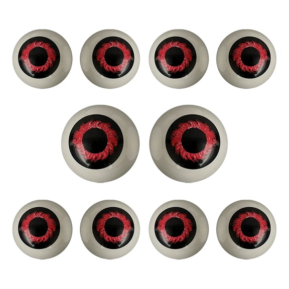 10 Pack Halloween Bleeding Eyeball Props, Semi-Circular Hollow Spoof Eyes for Scary Decorations, Horror Eyeball Toys for Haunted House Party, Red with Black Pupils