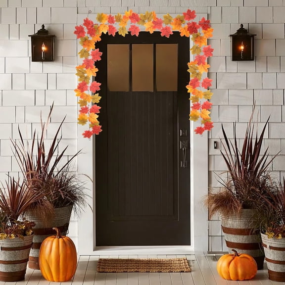 10 Pack Halloween Fake Maple Leaf Vines Autumns Decoration Artificial Green Plant Maple Leaf Decorative accessories