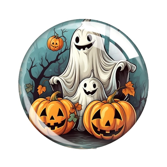 10 Pack Halloween Ghost Refrigerator Magnets, Round Spooky Jack-O-Lantern Ghost Magnets for Kitchen, Office, and Classroom Decoration