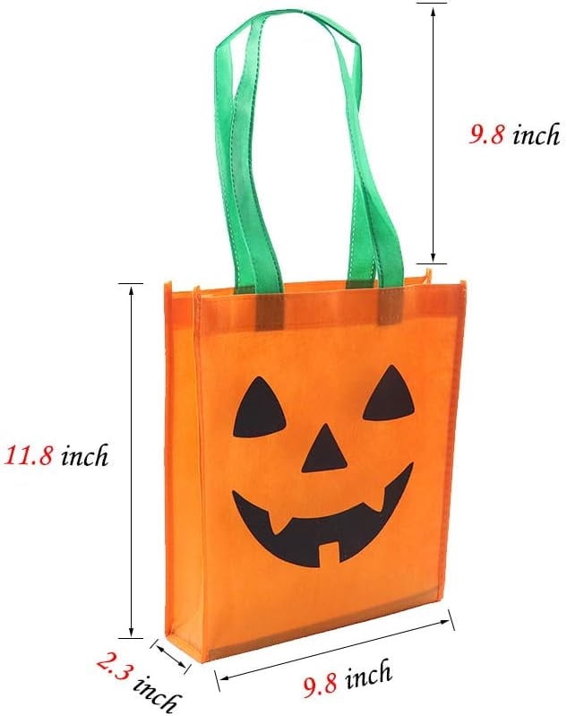 10 Pack Halloween Pumpkin Goodie Bags Non-Woven Fabric for Trick or Treat