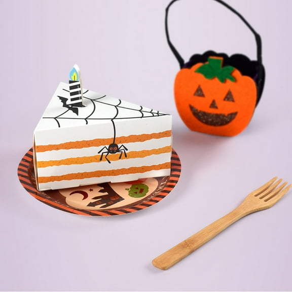 10 Pack Halloween Triangle Cake Candy Boxes | Spooky Gift Bags for Trick or Treat | Assorted Color Party Favors & Treat Holders