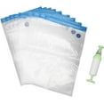 thumbnail image 1 of 10 Pack Handy Portable Sealing Food Vacuum Sealer Bags, Reusable Vacuum-Sealed Food Storage Bags, Vac Heat Sealing Machine with a Hand Pump, BPA-Free, 1 of 8