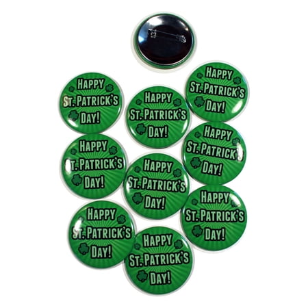 10 Pack - Happy St. Patrick's Day Starburst Pinback Buttons - 2.25 Inch