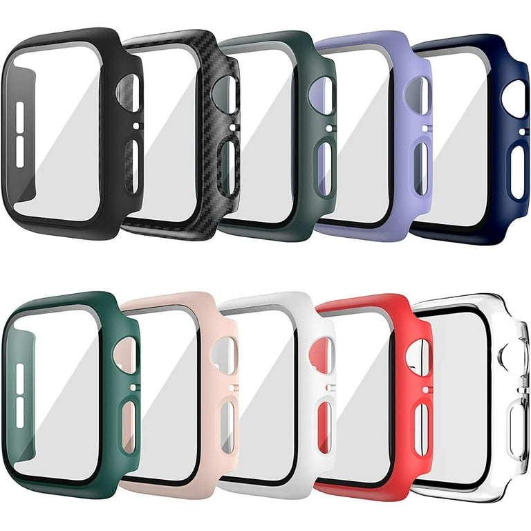 10 Pack Hard Case for Apple Watch Series 3 42mm with Built in Tempered Glass Screen Protector Thin Bumper Full Coverage Bubble Free Cover for iWatch