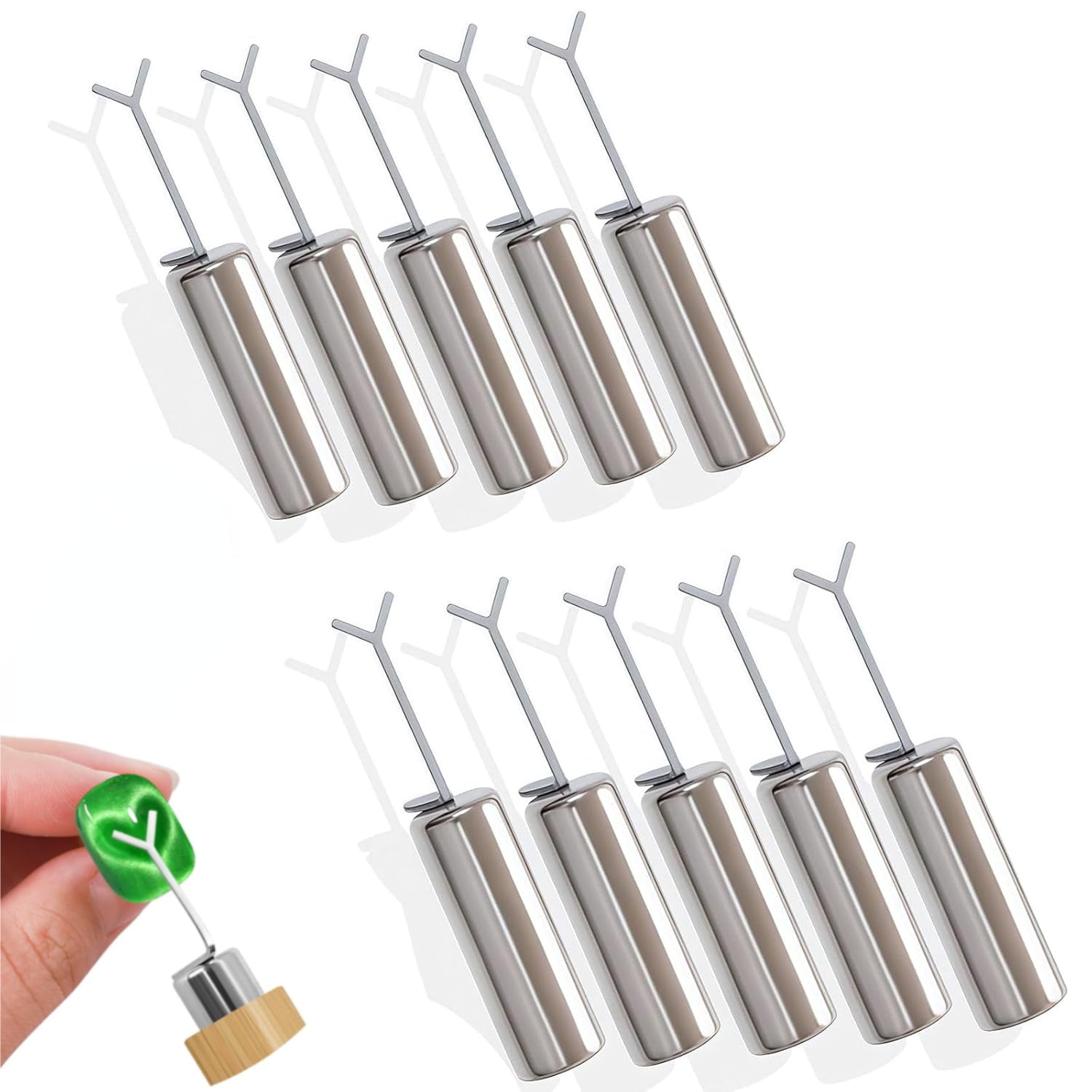 10 Pack Heart Cat Eye Magnet for Nails,Heart Magnet for Cat Eye Gel Polish,Flexible Diy Nail Magnet Cat Eye Tool with Y-Shaped Guide,Professional Nail Magnet Sticks for Nail Art Salon,Home (10 Pack)