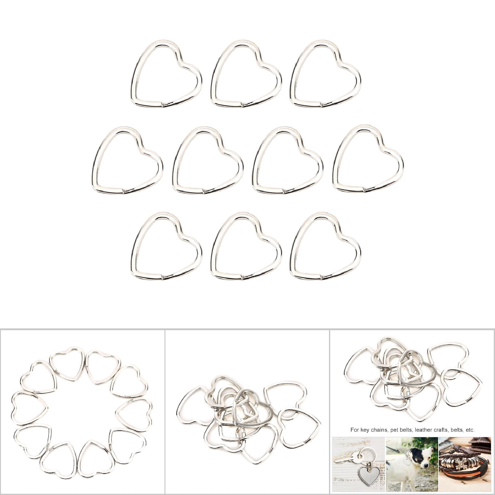 10 Pack Heart Shaped Metal Key Ring Hooks for DIY Jewelry Making and ...