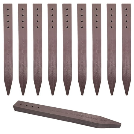 10-Pack - Heavy Duty, Brown Landscape Lawn & Garden Border Edging Stakes - Easy Install Terrace & Bender Board