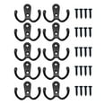 thumbnail image 1 of 10 Pack Heavy Duty Double Prong Coat Hooks with 20Screws, Wall Mounted Utility Hooks, Retro Metal Coat Hooks for Hanging Coat, Bag, Scarf, Towel, Hat, Key, Cup(Black), 1 of 8