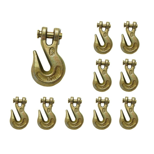 10 Pack Heavy Duty G70 5/16" Clevis Grab Hook Flatbed Truck Trailer Transport Tow Chain Hook