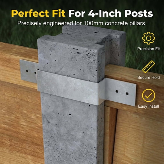 10-Pack Heavy-Duty Galvanized Z-Bracket for Wood Fencing, Secure Fence Post Safety Bracket, Corrosion-Resistant Fixer for 4-Inch Concrete Posts