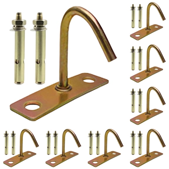 10 Pack Heavy Duty Metal J-Shaped Ceiling Mount Hooks, Fan Fixture Hanger Hooks Ceiling Mounting J Hook for Ceiling Fans Pendant Lights Hanging Plants Home DIY Use,Even Load Support,Gold*10
