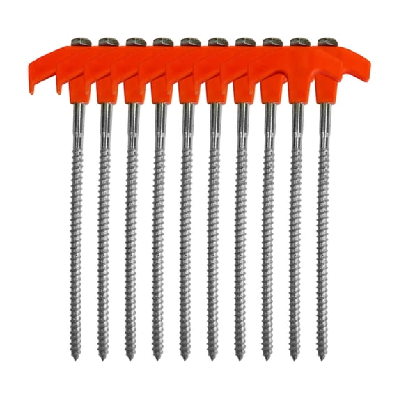 10-Pack Heavy Duty Screw In Tent Stakes - Carbon Steel Ice Shanty Anchors with Cloth Bag for Outdoor Camping, Canopy, Patio, Garden