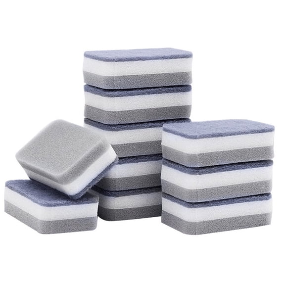 10-Pack Heavy Duty Scrub Sponges - Dual-Sided Non-Scratch Scouring Pads for Dishes - Kitchen, Bathroom & Garage Cleaning Sponges (Durable & Absorbent)