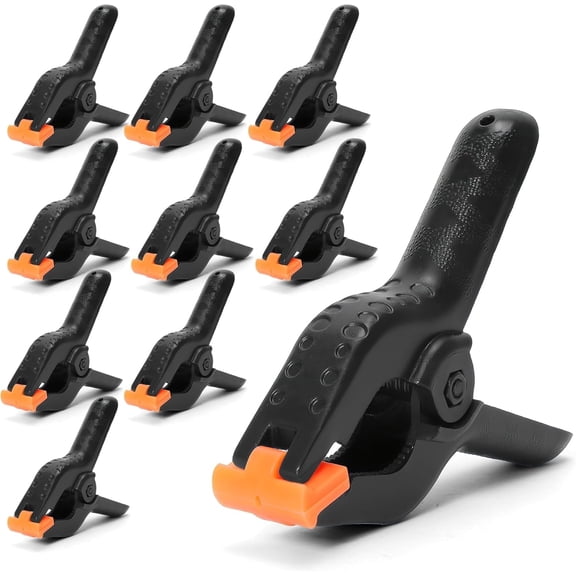 10-Pack Heavy Duty Spring Clamps, 4.5 Inch Plastic Rust-Proof Clamps with Non-Slip Pads for Woodworking, Crafts, Photography Backdrops, Tarps & Pool Covers