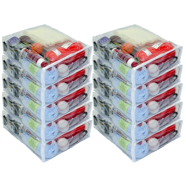 10Pack Heavy Duty Vinyl Zippered (Clear) Storage Bags 12" x 15" x 4