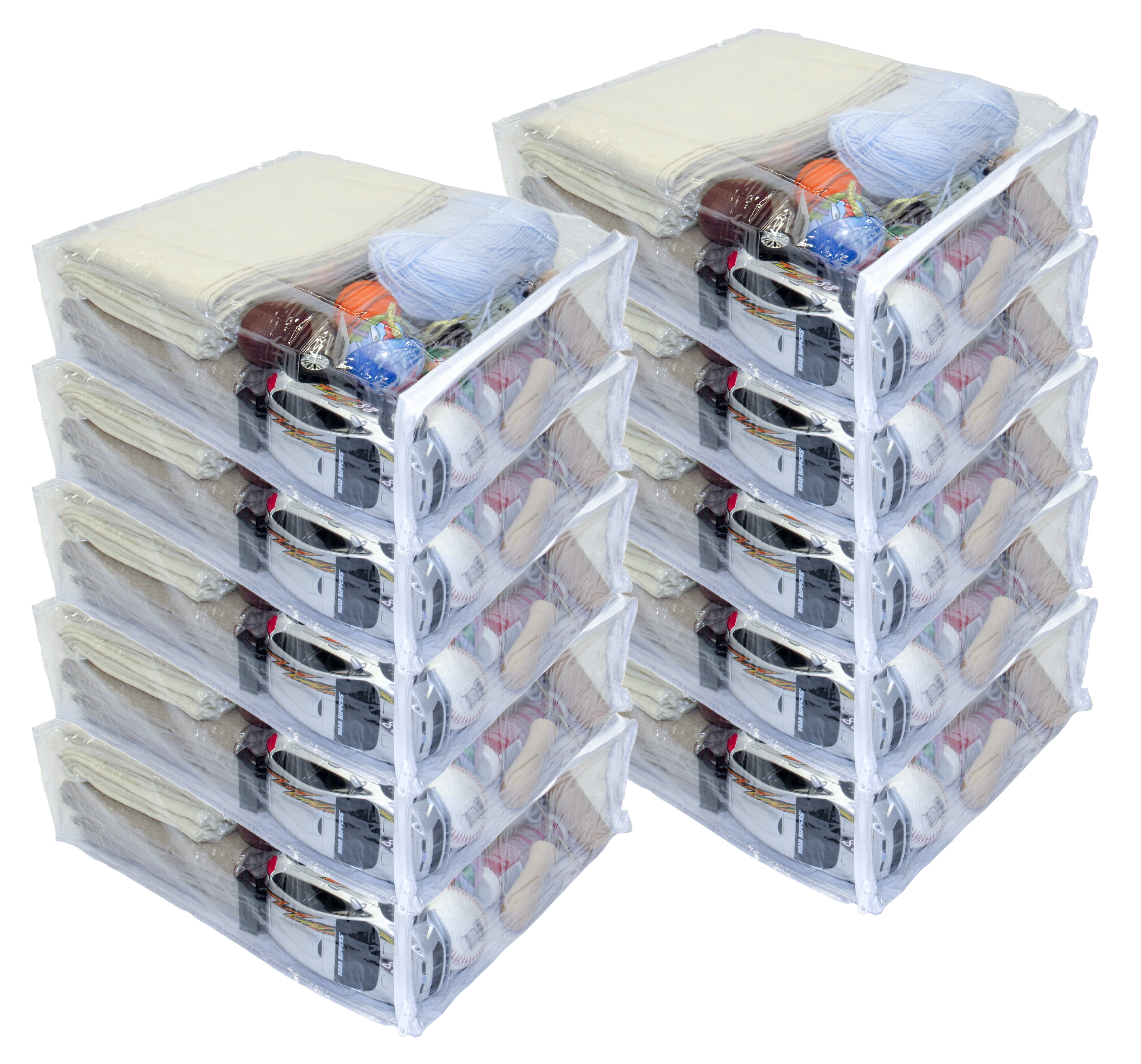 10Pack Heavy Duty Vinyl Zippered Closet Storage Bags (Clear) (15" x 18
