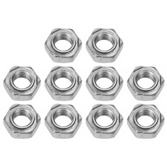 10 Pack Hex Weld Nuts, M10x1.5mm Carbon Steel Hex Nuts with 3 Projections Machine Screw for DIY Home Repair, Silver