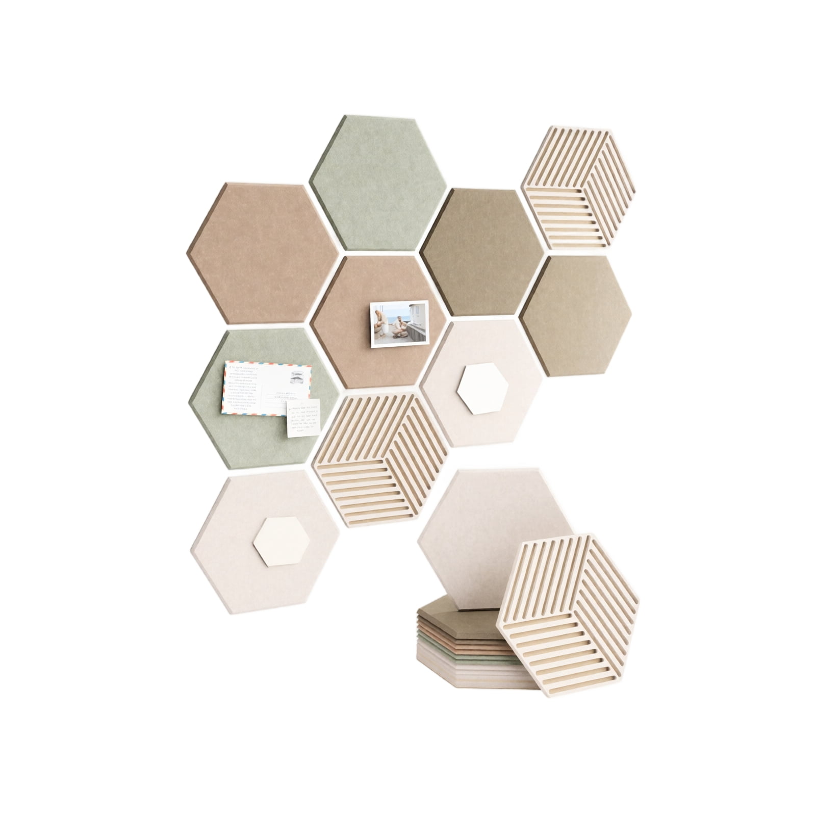 10-Pack Hexagonal Acoustic Panels with Self-Adhesive Backing and Sound ...