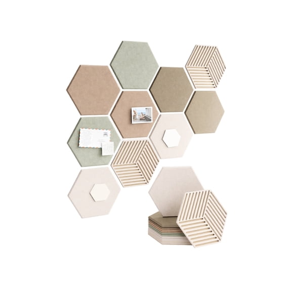 10 Pack Hexagonal Acoustic Panels, Self-Adhesive High Density Polyester Felt Sound Absorbing Wall Tiles for Noise Reduction & Wall Decor, 30.7x38.19 Inch