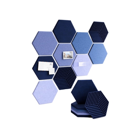 10 Pack Hexagonal Acoustic Panels, Self-Adhesive High Density Polyester Felt Sound Absorbing Wall Tiles for Noise Reduction & Wall Decor, 30.7x38.19 Inch