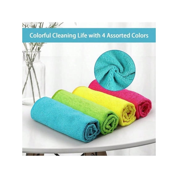10-Pack High-Quality Microfiber Cleaning Cloths - Oil-Resistant, Super Absorbent Dish Towels for Kitchens & Countertops