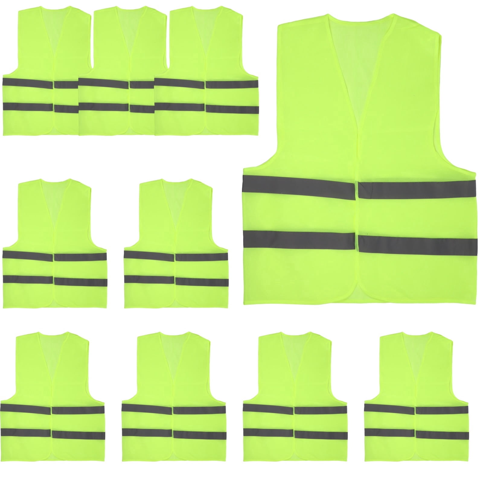 10 Pack High Visibility Safety Vests – Reflective Fluorescent Green ...