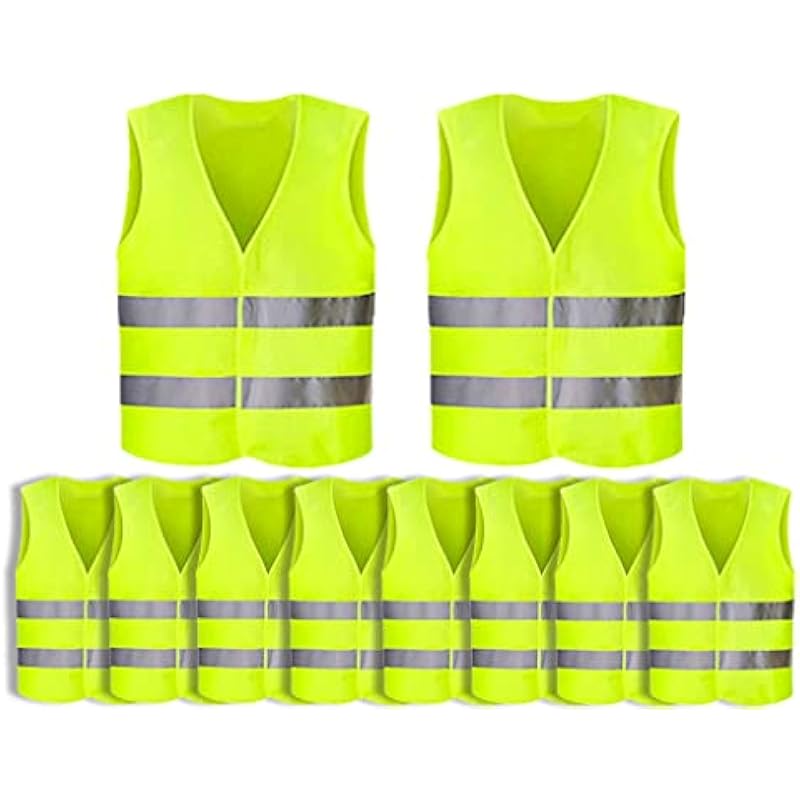 10 Pack High Visibility Safety Vests, Reflective Hi Vis Vest ...