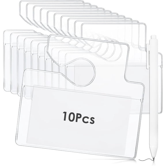 10 Pack Horizontal Plastic Parking Permit Holder,Clear Car Rearview Mirror Hanger,Durable Parking Permit Card Holder,Waterproof and Sun Protection,for Car Passes, ID Cards, Credit Cards