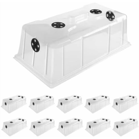 10 Pack Humidity Dome 7" Tall Extra Strength, 1020 Growing Trays Cover, Propagation Seed Cloning Lid Vented for 10 x 20 Inch Flat Tray and Seed Starting Germination, Black