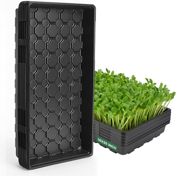 10 Pack Humidity Dome 7" Tall Extra Strength, 1020 Growing Trays Cover, Propagation Seed Cloning Lid Vented for 10 x 20 Inch Flat Tray and Seed Starting Germination, Black