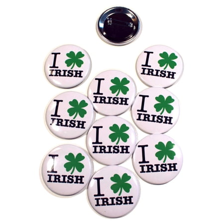 10 Pack - I Shamrock Irish St Patrick's Day Pinback Buttons - 2.25 Inch